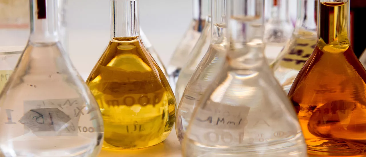 Chemicals in beakers