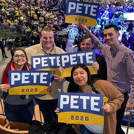 Students at a campaign event