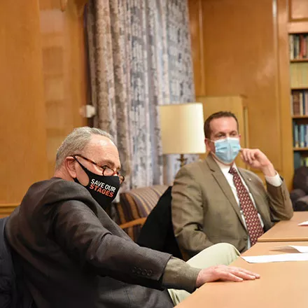 Sen. Charles Schumer and SUNY Oneonta Acting President Dennis Craig