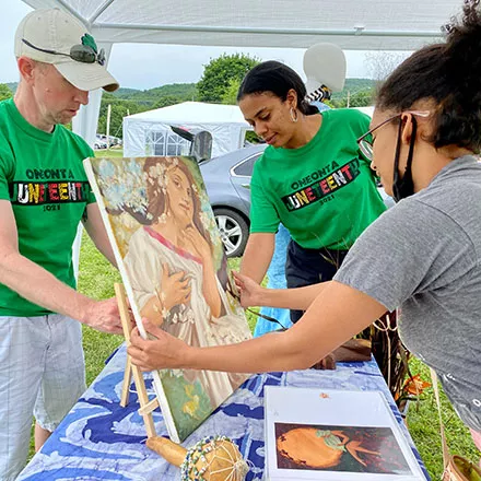 Setting up for Juneteenth celebration