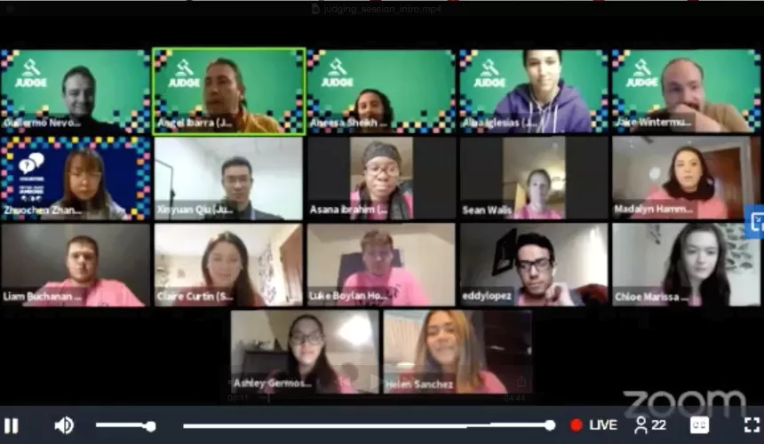 SUNY Oneonta iGEM team participates in a Zoom meeting to answer judges' questions