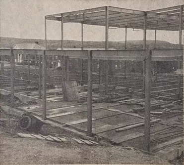 Milne Library under construction, with Morris Complex in the background