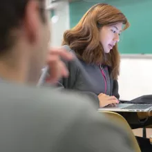 Student working on a laptop computer