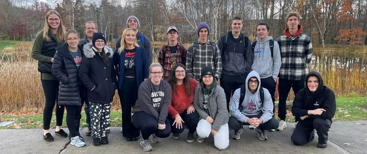 Meteorology students & faculty all grab coffee and a picture together as an annual tradition.