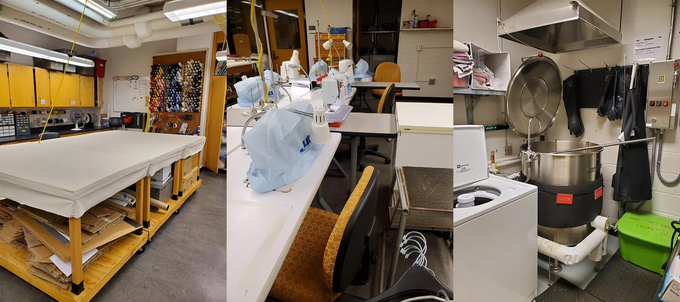 Cutting, dye and sewing facilities in the SUNY Oneonta Costume Shop