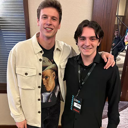 Gideon with Josh "Bru" Brubaker, a national radio personality