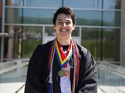 Booby Lang in cap and gown