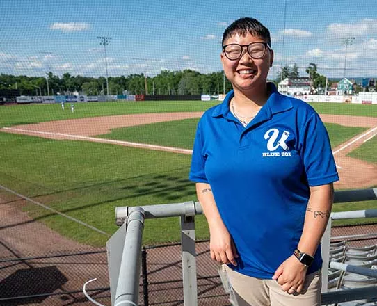 Shasha Wallis at the Utica Blue Sox field