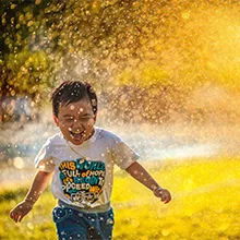 Child playing in water