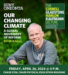 Poster with photo of 2024 Speaker, Bill McKibben
