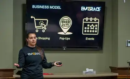 Student presenting during the Oneonta-Hartwick Start-up Challenge